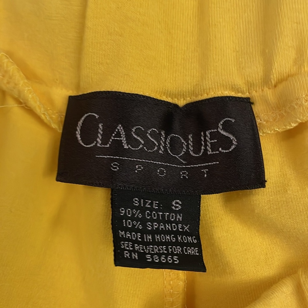 ❤️ Women's Vintage 90’s Y2K YELLOW CLASSIQUES SPORT Pull-up STIRRUP Pants Sz S - Picture 4 of 8